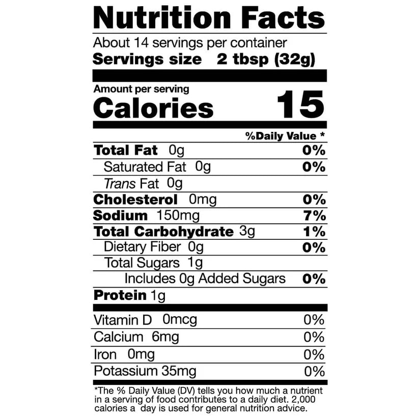 Nutritional Facts of Randy's Hatch Chile Salsa - Hatch Green Chile Store