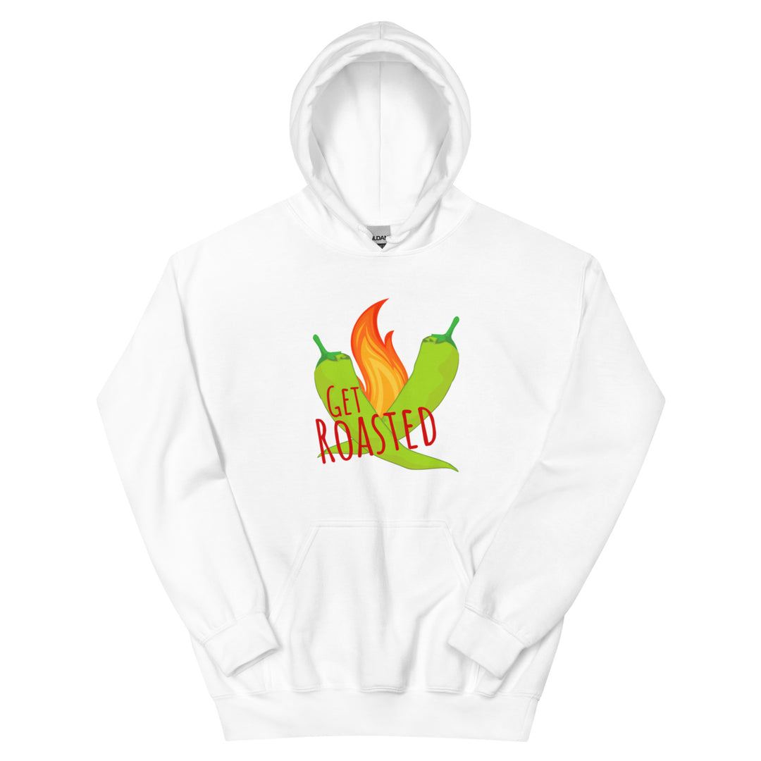 White Get Roasted Hoodie - Hatch Green Chile Store