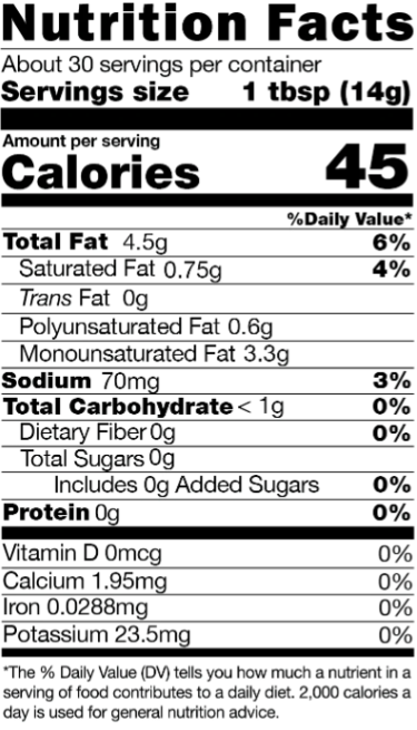 Nutrition facts label for Hatch Jalapeño Salsa Roja showing servings, calories, and nutrient breakdown including fats, cholesterol, sodium, and vitamins. Visual emphasis on the lack of dietary fiber and vitamins.